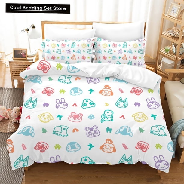 Animal Cartoon Crossing Game Bedding Set Double Twin Duvet Cover Comforter Pillowcase Boys Girls Adults Bedroom Bed Sheets