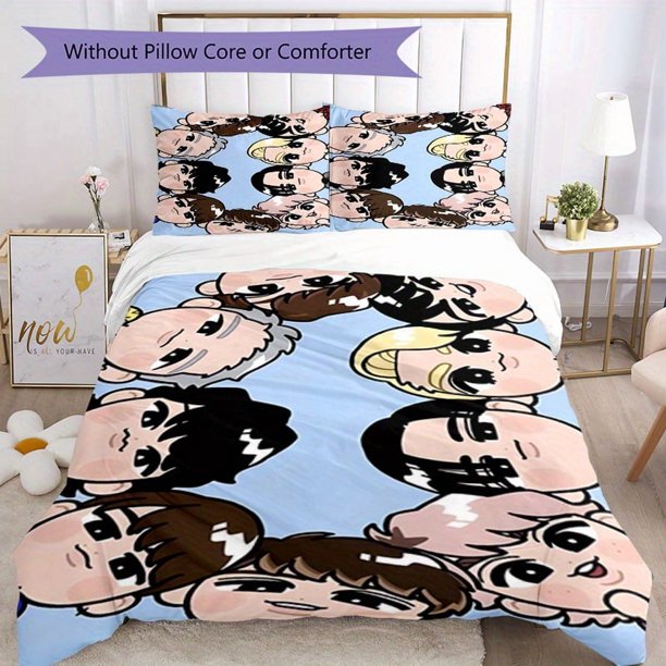 3pcs Bedding Set Duvet Cover Closure Includes 1 Duvet Cover & 2 Pillowcases for All Seasons Bedroom Decor, Home Dorm High-Definition Print Snowman Band A264