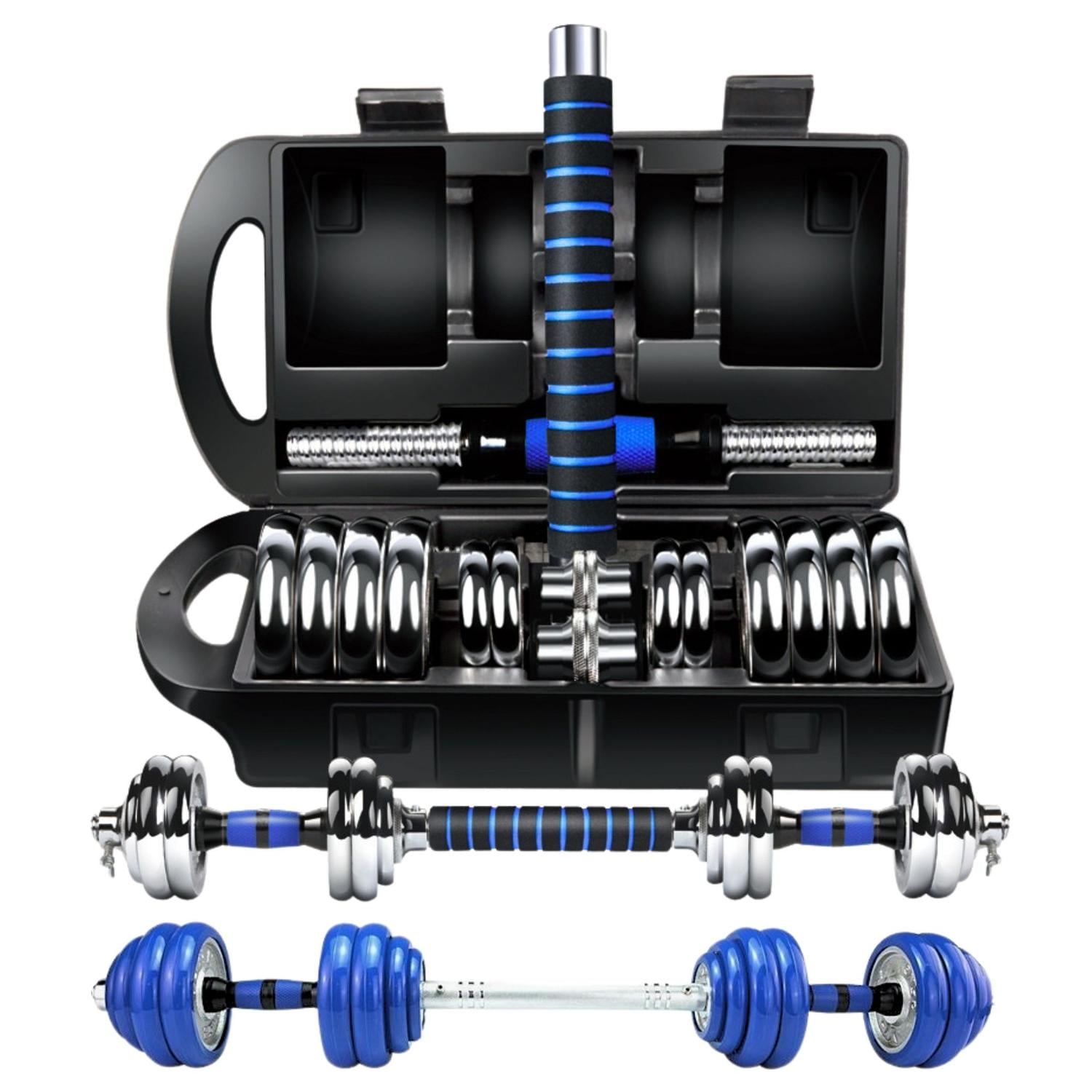 Yep - Set Mancuernas De Metal Cromadas 20 Kg Con Barra Plateado