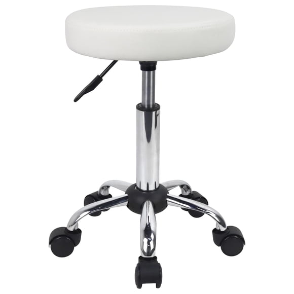 Silla de salón FURWOO, taburete ajustable con ruedas, color blanco