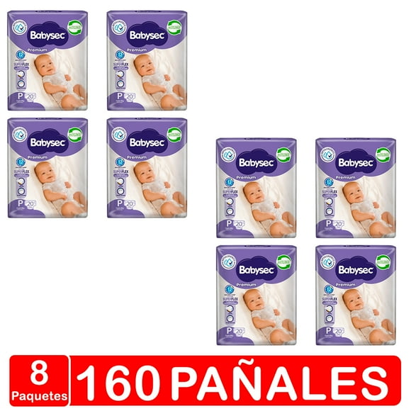 Pañales Babysec Premium Manga X8 - Talla P - 160 Pañales