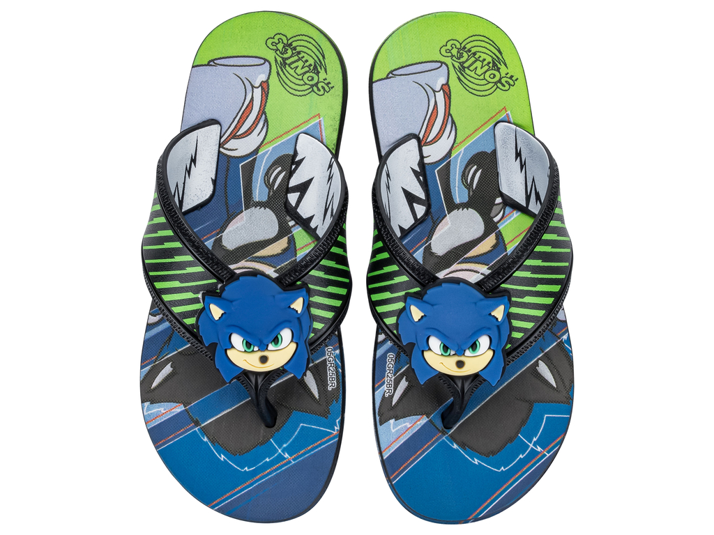 Sandalia Infantil Negro/Verde Sonic Way Ipanema