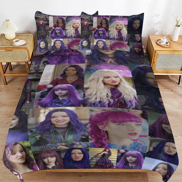 Descendants Bedding Sets Ultra Soft Skin-Friendly Duvet Cover 3 Piece, Cute Comforter Cover Bed Set for Boys Girls Kids
