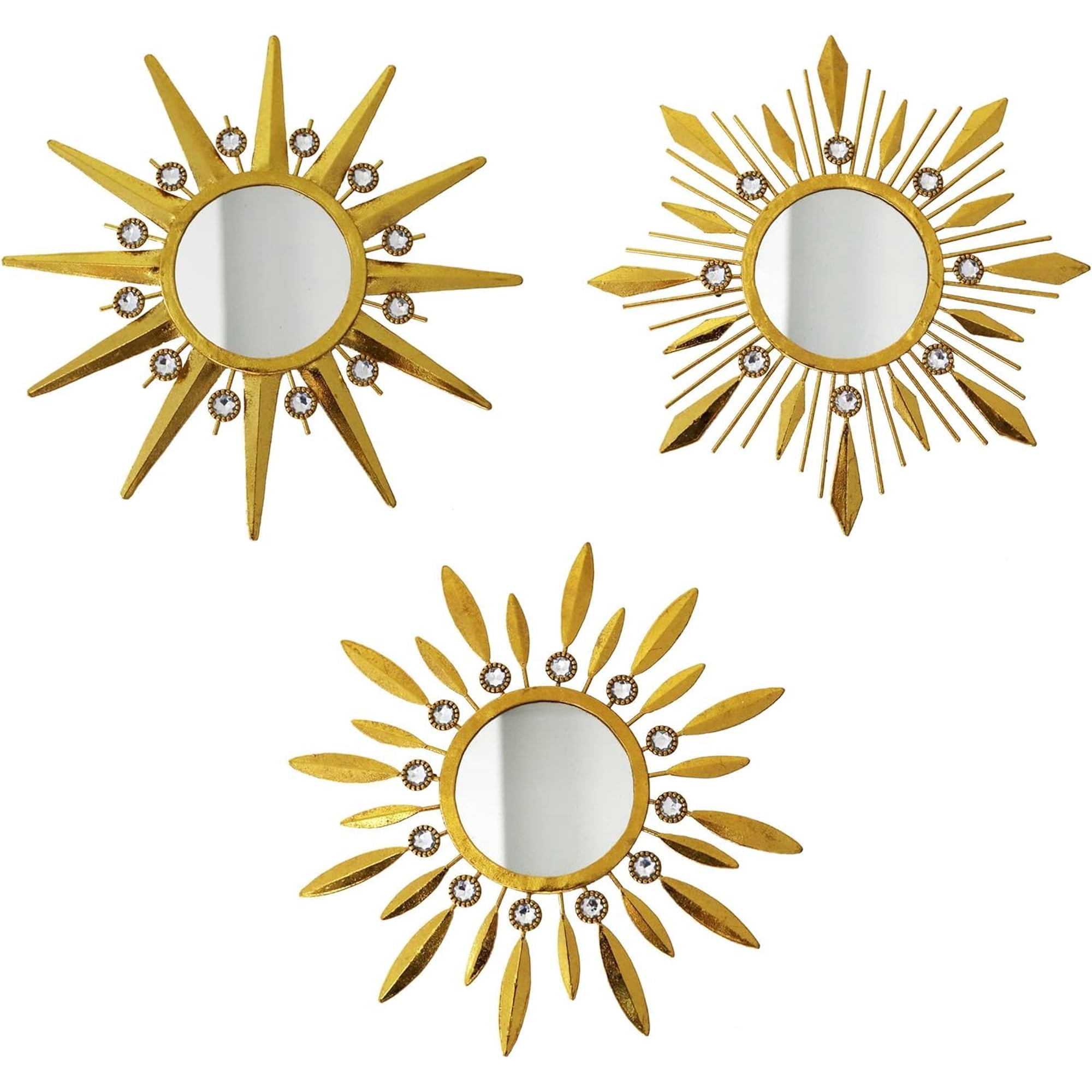 Espejo Manortang Champagne Gold De Pared Redondo De 9 Cm, Paquete De 3