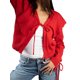 thumbnail image 2 of Jess by Meiko Suéteres de Mujer Mangas Largas Cuello con Volantes Cárdigan con Lazo L Rojo, 2 of 6