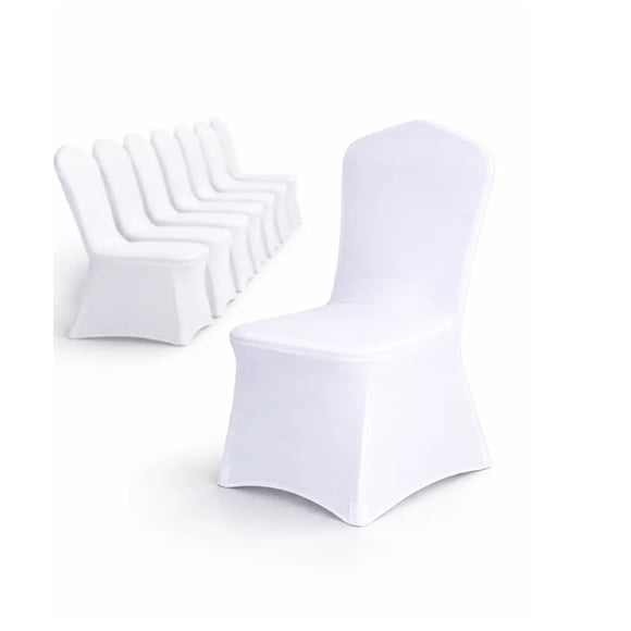 Pack X10 Fundas Blanco Para Silla Spandex Lycra Lisa Elegante