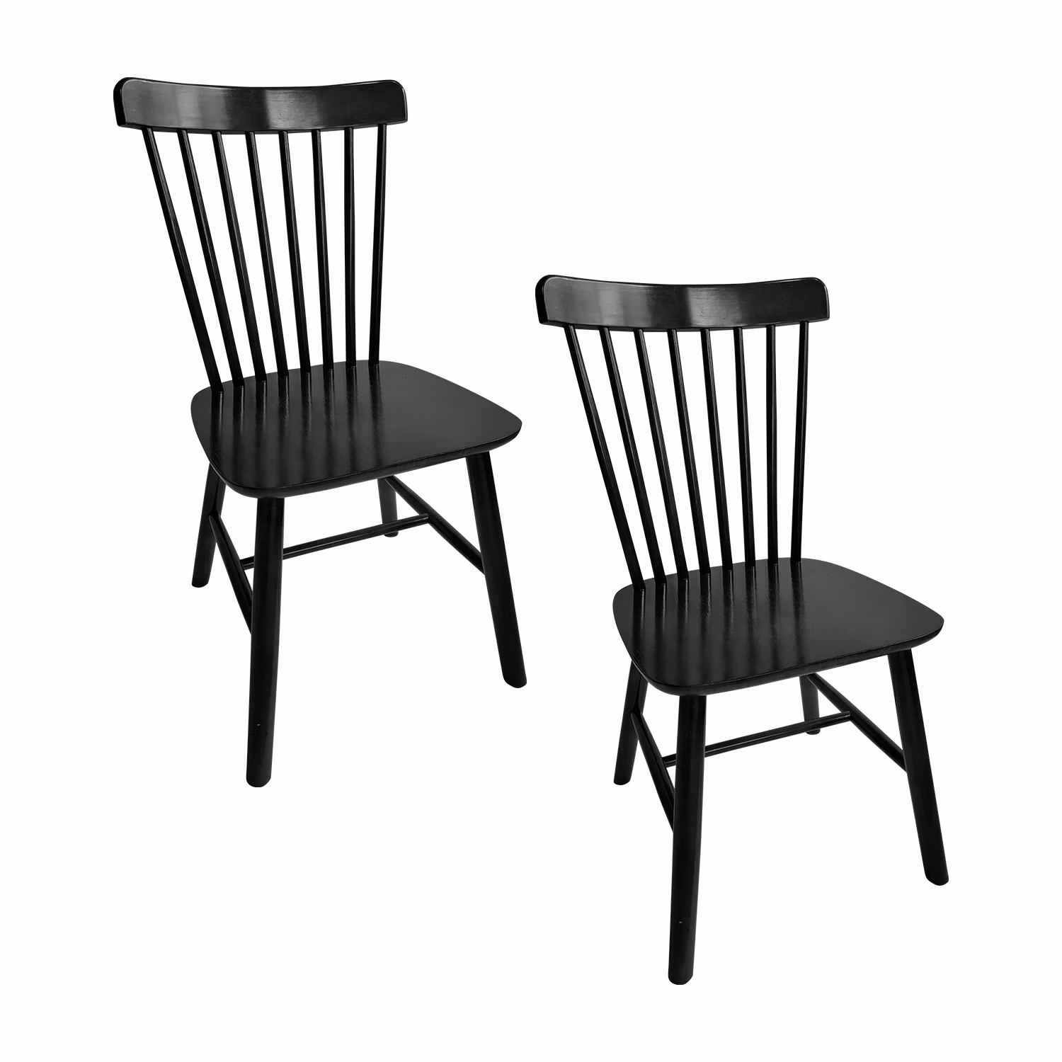 Habita2 Chile - Pack 2 Sillas Windsor Madera Maciza De Alta Calidad Estructura Fuerte Barnizado Semi Matte - Negro