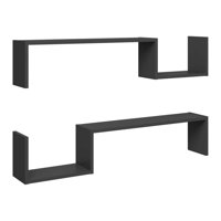 Importclick - Juego Repisas Flotantes Madera Geo Negro 95X45X15 Cm