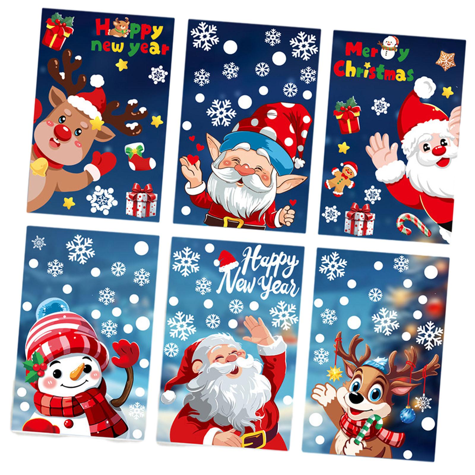 Magideal - 6 Piezas De Calcomanías Navideñas Para Ventanas, Decoraciones Navideñas Para Ventanas, Decoración De Pared, Calcomanías Estáticas Para Ventanas, Para