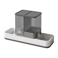 Ioensy - Alimentador De Comida Para Mascotas Por Gravedad, Plato Para Cuenco Para Perros Y Gatos, 2 En 1, Para Gatitos, Conejos, Perros Y Gatos, Color Gris