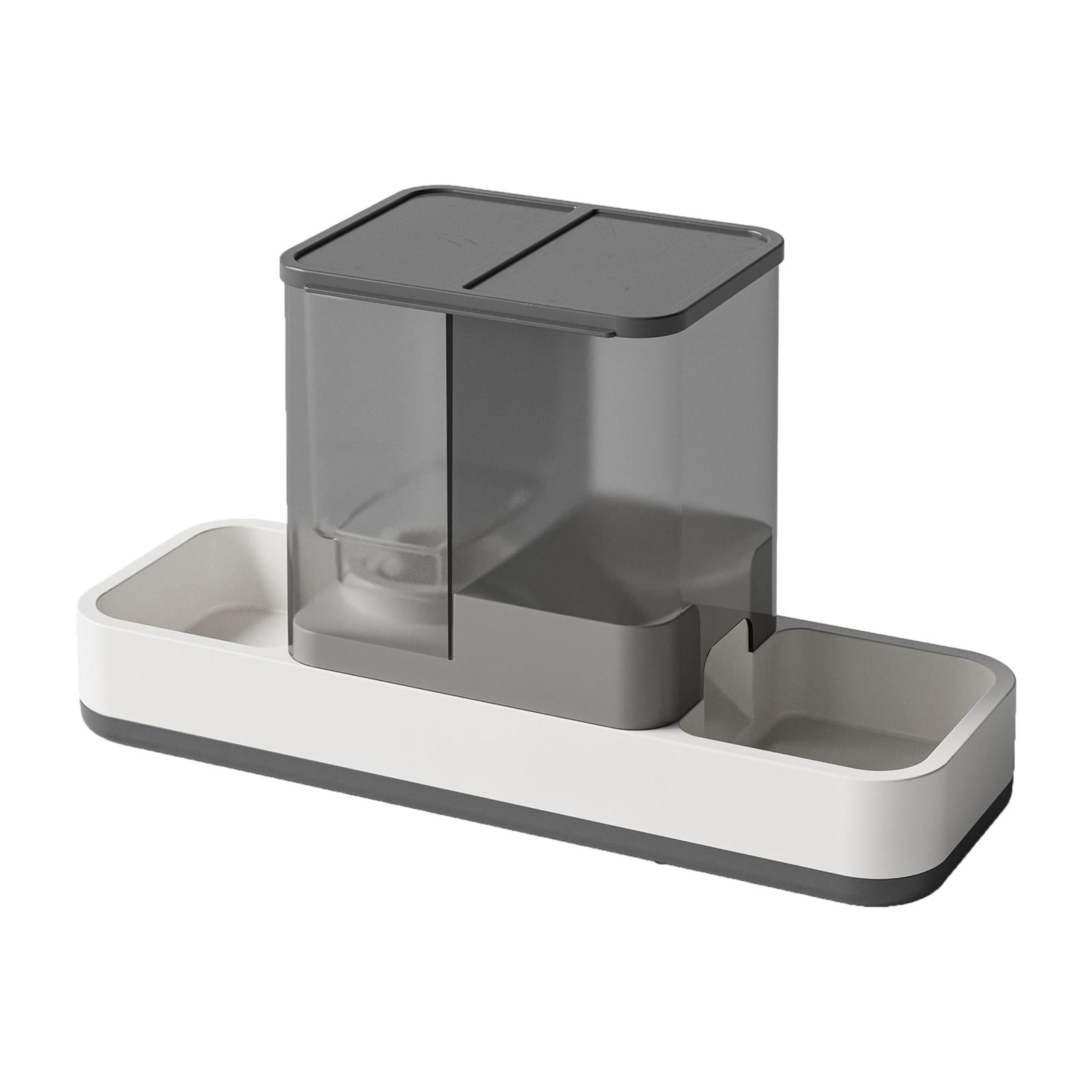 Ioensy - Alimentador De Comida Para Mascotas Por Gravedad, Plato Para Cuenco Para Perros Y Gatos, 2 En 1, Para Gatitos, Conejos, Perros Y Gatos, Color Gris