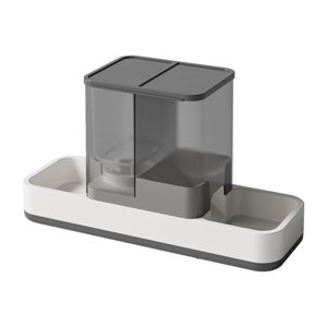 Ioensy - Alimentador De Comida Para Mascotas Por Gravedad, Plato Para Cuenco Para Perros Y Gatos, 2 En 1, Para Gatitos, Conejos, Perros Y Gatos, Color Gris