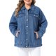 thumbnail image 1 of Chaqueta de Mezclilla para Mujer de Talla Grande Agnes Orinda con Botones, Solapa y Manga Larga, Estilo Boyfriend, Casual, 2X Azul, 1 of 6