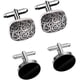 thumbnail image 1 of 2 pares de gemelos para hombre, de acero inoxidable, negros, redondos, cuadrados, estilo retro francés, clásicos, para camisa, traje, boda, negocios, graduación, regalo de joyería., 1 of 6