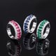 thumbnail image 5 of Anillo de Boda de Plata Esterlina 925 con Zafiro de Laboratorio, Esmeralda y Rubí, Diamantes de Alto Carbono, Gema, Joyería Fina para Mujer, 5 of 8