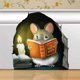 thumbnail image 1 of Pegatina de pared Micesterpiece 10 cm Ratón leyendo un libro, 1 of 9