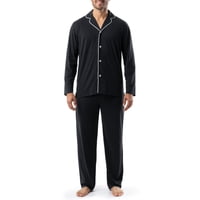 Conjunto De Pijama Izod De Punto De Gamuza Para Hombre, Color Negro, Talla Xl