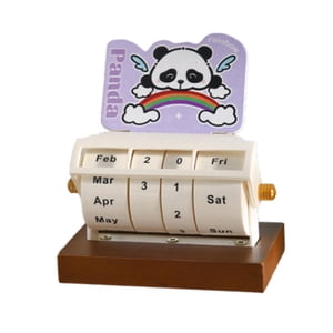 Magideal - Calendario De Escritorio Giratorio, Calendario Con Ruedas, Accesorio Fotográfico Para Sala De Estar, Calendario De Mesa De Escritorio, Panda Púrpura Claro