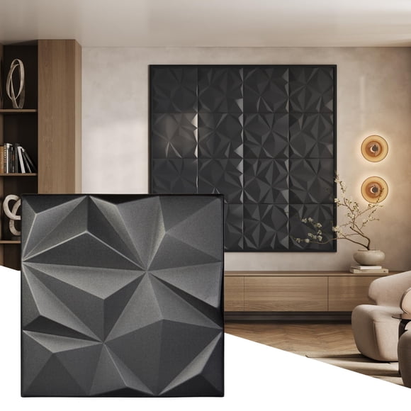 Paneles de pared Wall!Supply pack de 12, negro, 50 × 50 × 0,8 cm