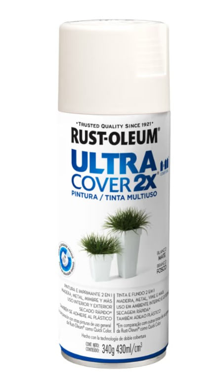 Rust-Oleum - Pintura En Spray Ultra Cover 2X Multiuso Blanco Mate 340 G