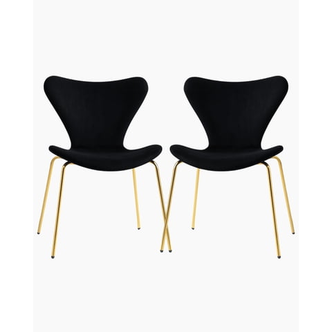 Habita2 Chile - Pack 2 Sillas Jlove Velvet Gold - Negro