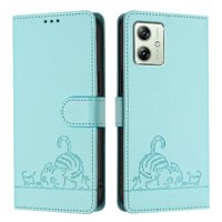Funda Tipo Cartera Foxdock Para Motorola Moto G14 4G Con Soporte, Ranuras, Rfid, Diseño De Gato