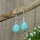 thumbnail image 1 of 1pair Boho Style Vintage Earrings with Turquoise - Ancient Silvery Design for Women and Girls, 1 of 5