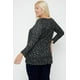 thumbnail image 3 of Blusa de Manga Corta con Pliegues y Rayas Horizontales y Verticales con Dobladillo Alto-bajo, 3 of 5