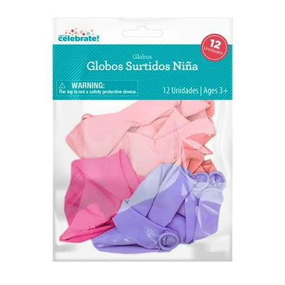 Set 12 Globos Surtidos Niña (Palo Rosa-Fucsia-Lila) Way To Celebrate