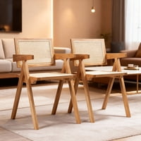 Pack 2 Sillas Comedor Chandigarh Ratán Madera Natural Venhoouse