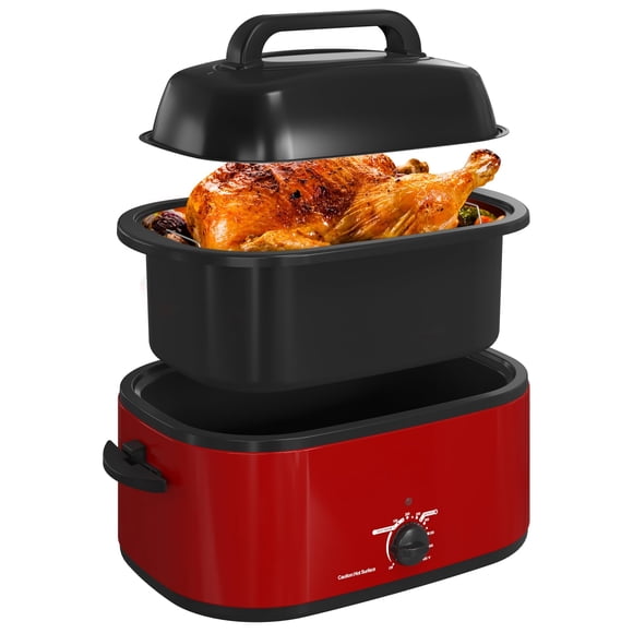 Horno Asador RoyalCraft 26 L Rojo con Tapa Auto‑Bañadora