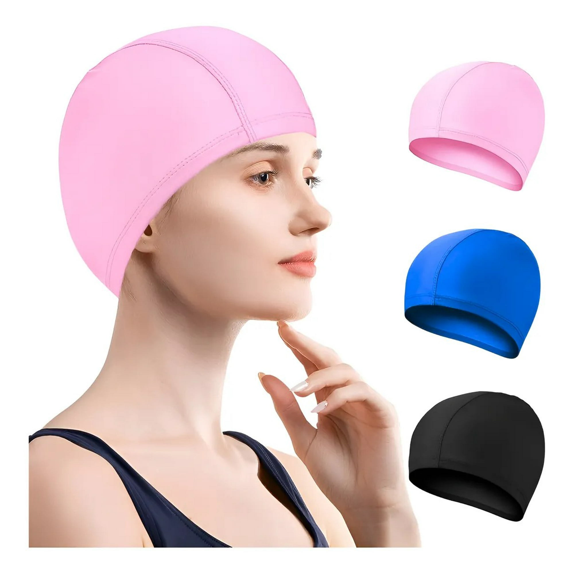 Linea Sport - Gorro De Piscina Elástico Y Suave De Tela Para Adultos Y Niños