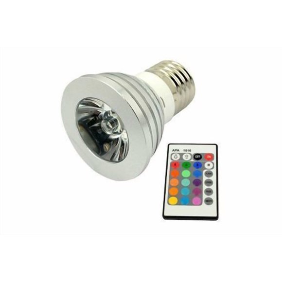 Bombilla LED multicolor con control remoto inalámbrico E27