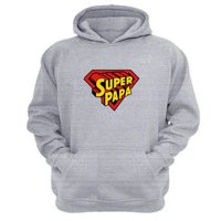 Genérico - Polerón Canguro Super Papá Gris Claro Talla M Unisex