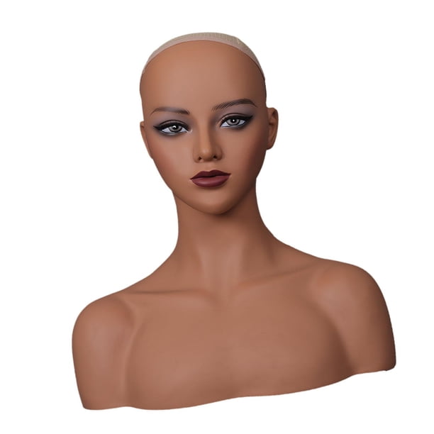 Cabeza de maniquí femenina realista, busto de cabeza de maniquí, soporte de exhibición de peluca multifuncional, cabeza de peluca para collar, estilis