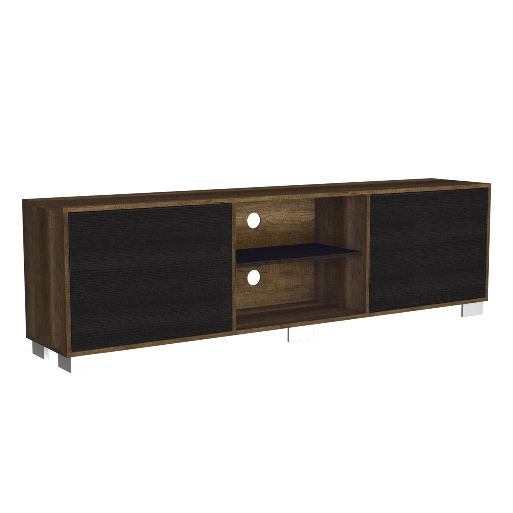 Fmfurniture - Rack Tv 80" 2 Puertas Fm-002o Café Oscuro