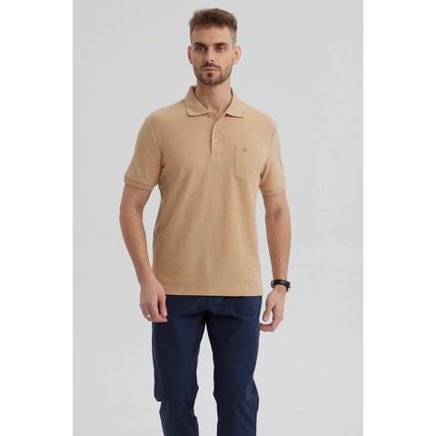 Fashionspark - Polera Hombre Pique Básica Lisa Kaki- Ll