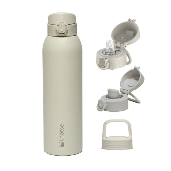 Botella Térmica Agua Acero Inox 3 Tapas HydroCore 1Lt Lhotse beige
