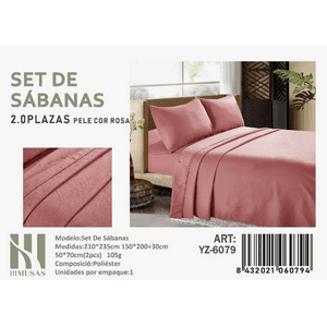 Mundo Shopping - Set De Sabanas 2 Plazas Color Rosa 200 Hilos + 2 Funda De Almohada