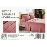 Mundo Shopping - Set De Sabanas 2 Plazas Color Rosa 200 Hilos + 2 Funda De Almohada