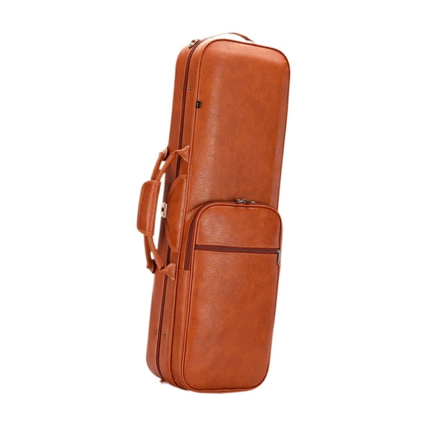 Estuche para violín Mochila para violín Estuche rígido musical a prueba de polvo Cuero de PU Tamaño completo Estuche rígido para violín 4/4 Bolsa para naranja