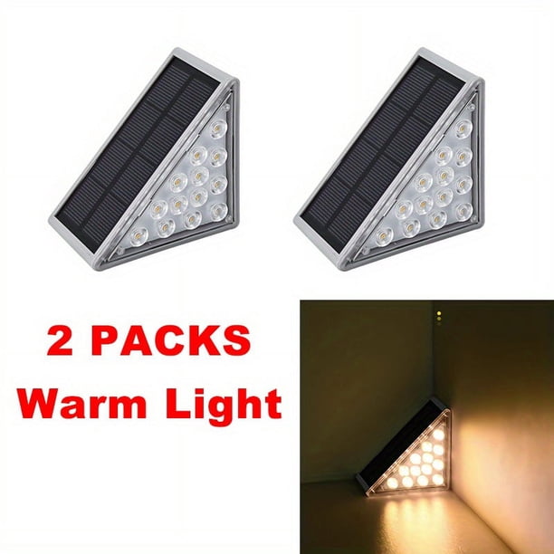Griselda Packs Solar Stair Lights 2, Solar Step Lights Waterproof IP67 Outdoor, Led Solar Deck Lights Decor For Outdoor Step, Stair, Yard, Porch, Staircase, Walkway, Porch And Pathway(Warm White And C