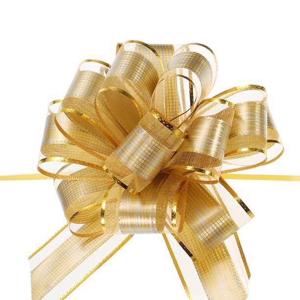 Gran Lazo de Tiro para Envolver Regalos Cinta de Organza para Bodas Cestas Presentes Fiesta de Navidad Oro Champán-7 Pulgadas