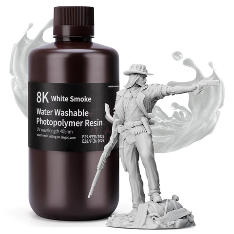 Impresora 3D De Resina Elegoo 8K, Lavable Con Agua, 1 Kg, Color Blanco Ahumado