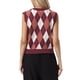 thumbnail image 3 of INSPIRE CHIC Top de Chaleco de Suéter para Mujer sin Mangas con Cuello en V, Rombos, Botones, Cárdigan Casual S Burdeos, 3 of 6