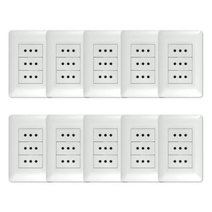 Genérico - Pack 10 Tomacorriente Triple 10A 250V Blanco