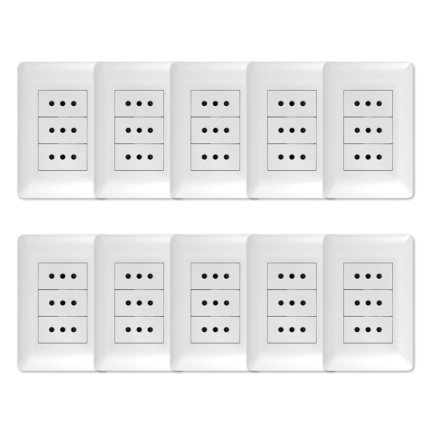 Genérico - Pack 10 Tomacorriente Triple 10a 250v Blanco