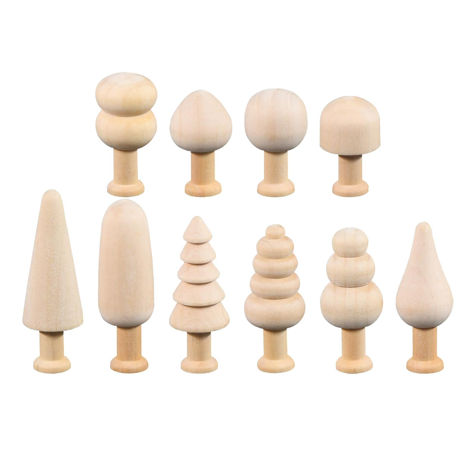 Magideal - 10 Uds. De En Miniatura De Madera Sin Terminar, Pequeñas Clavijas Sin Pintar, De Navidad De Madera, Minies De Madera Para Juguetes De