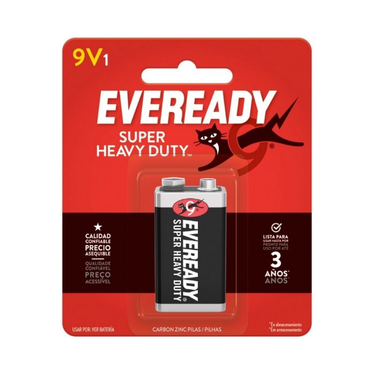 Batería Pila 9v Carbón Zinc Super Heavy Duty Eveready