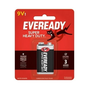 Batería Pila 9V Carbón Zinc Super Heavy Duty Eveready